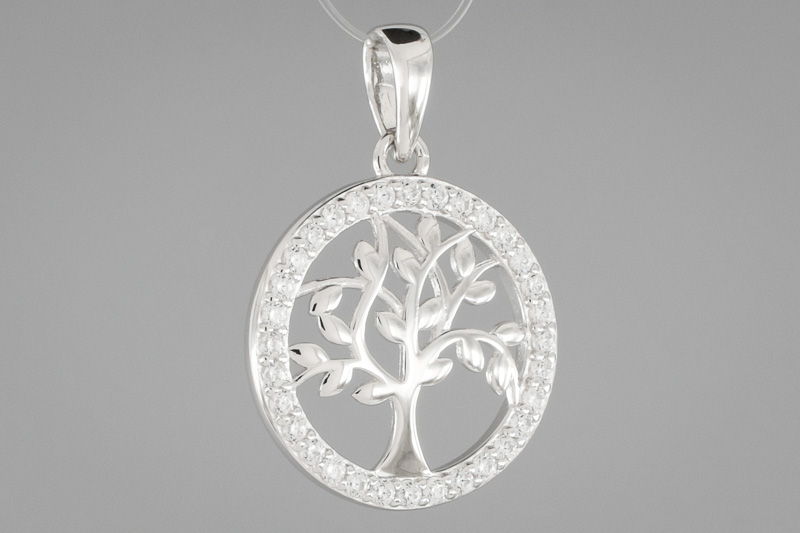 Изображение Серебряная подвеска с цирконами "Дерево"