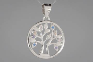 Изображение Серебряная подвеска с цирконами "Дерево"