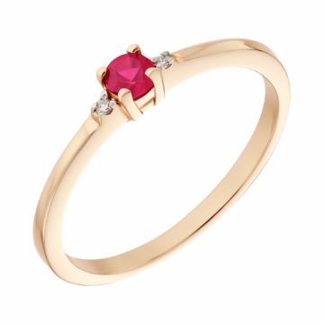 Изображение Золотое кольцо с бриллиантами и рубином