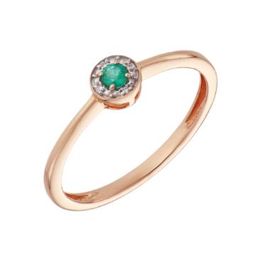Paveikslėlis Auksinis žiedas su briliantais ir smaragdu