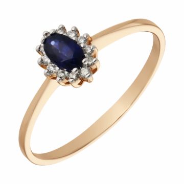 Изображение Золотое кольцо с сапфиром и бриллиантами