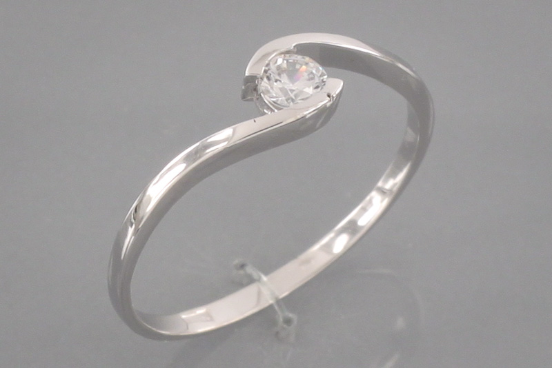 Paveikslėlis Balto aukso žiedas su cirkoniu 17,5 mm