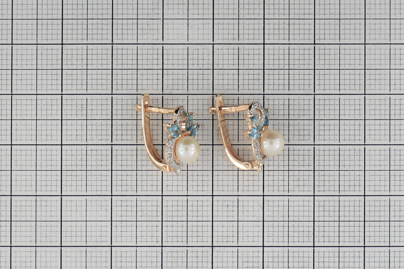 Paveikslėlis Auksiniai auskarai su perlais ir topazais