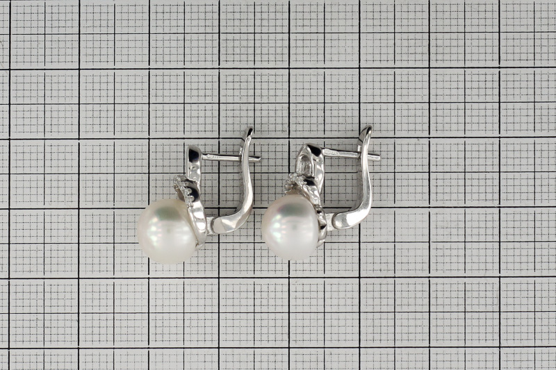 Paveikslėlis Sidabriniai auskarai su cirkoniais ir perlais