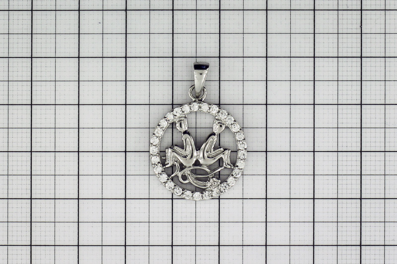 Изображение Серебряная подвеска - зодиак близнецы с цирконами